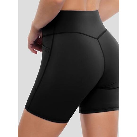 NEW BRXL Women's No Front Seam High Waist 5" Biker Shorts Large Black High Rise - Picture 4 of 11